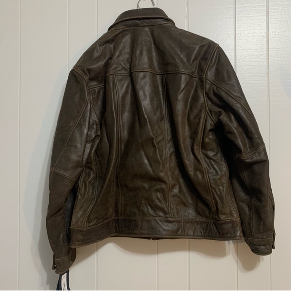 NWT Men’s Dark Brown Roundtree & Yorke Genuine Buffalo Luxury Zip Leather Coat - Picture 8 of 12